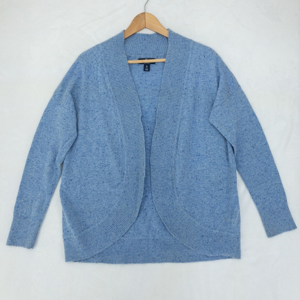 Lands End Cardigan Womens Small Blue 100% Cashmere Open Front Speckled Sweater